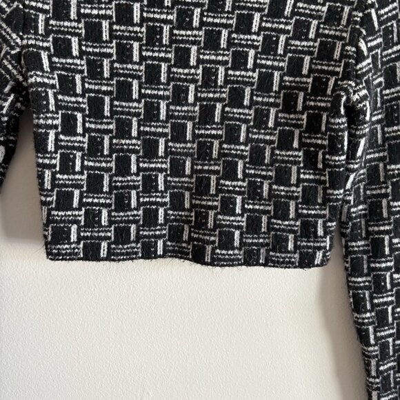 Zara Sz S Black White Geometric Printed Jacquard Knit Cropped Turtleneck Sweater - Picture 3 of 9